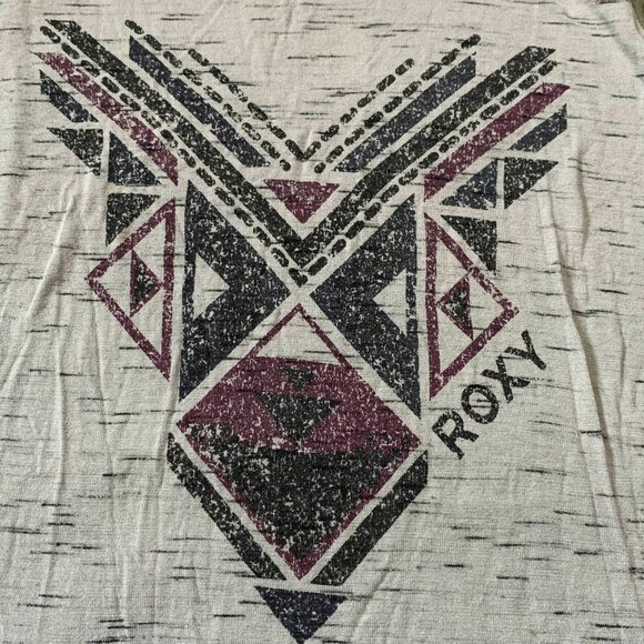 Roxy VTG 2000s Women's Graphic Shirt Gray Green Black Pink - Picture 5 of 8